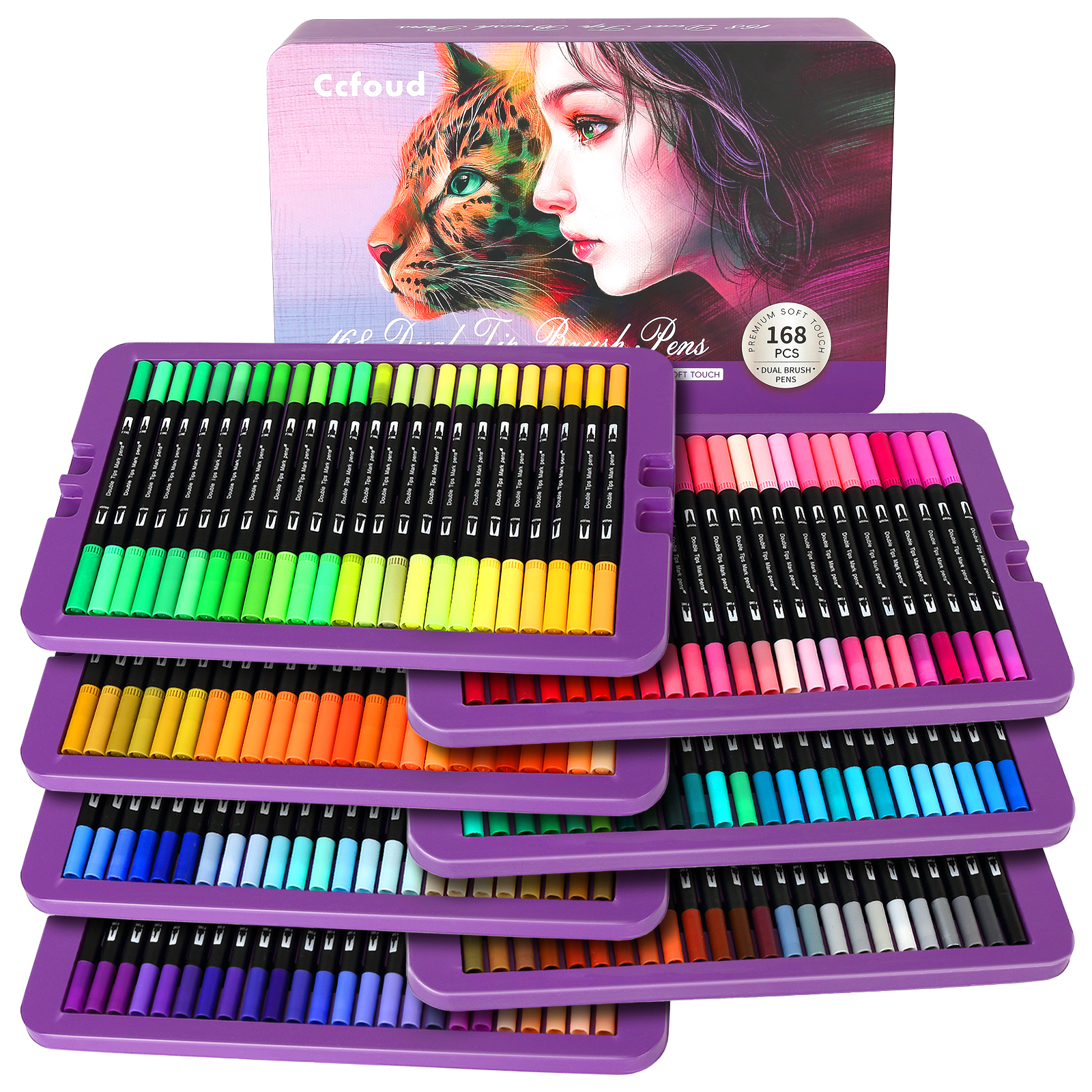 Correction Pen Fine - Dual Brush Marker Pens, 168 Colors