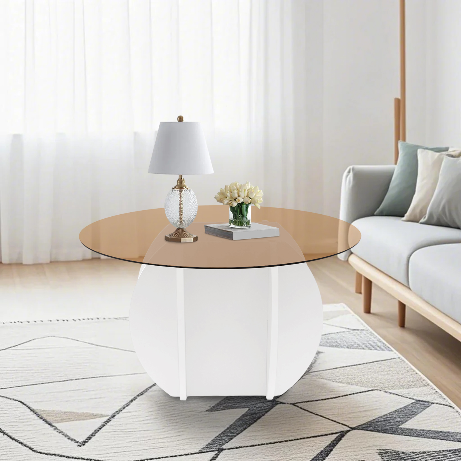 Modern Round Coffee Table 27.6 - Book Weight Glass incelemesi ve fiyatı