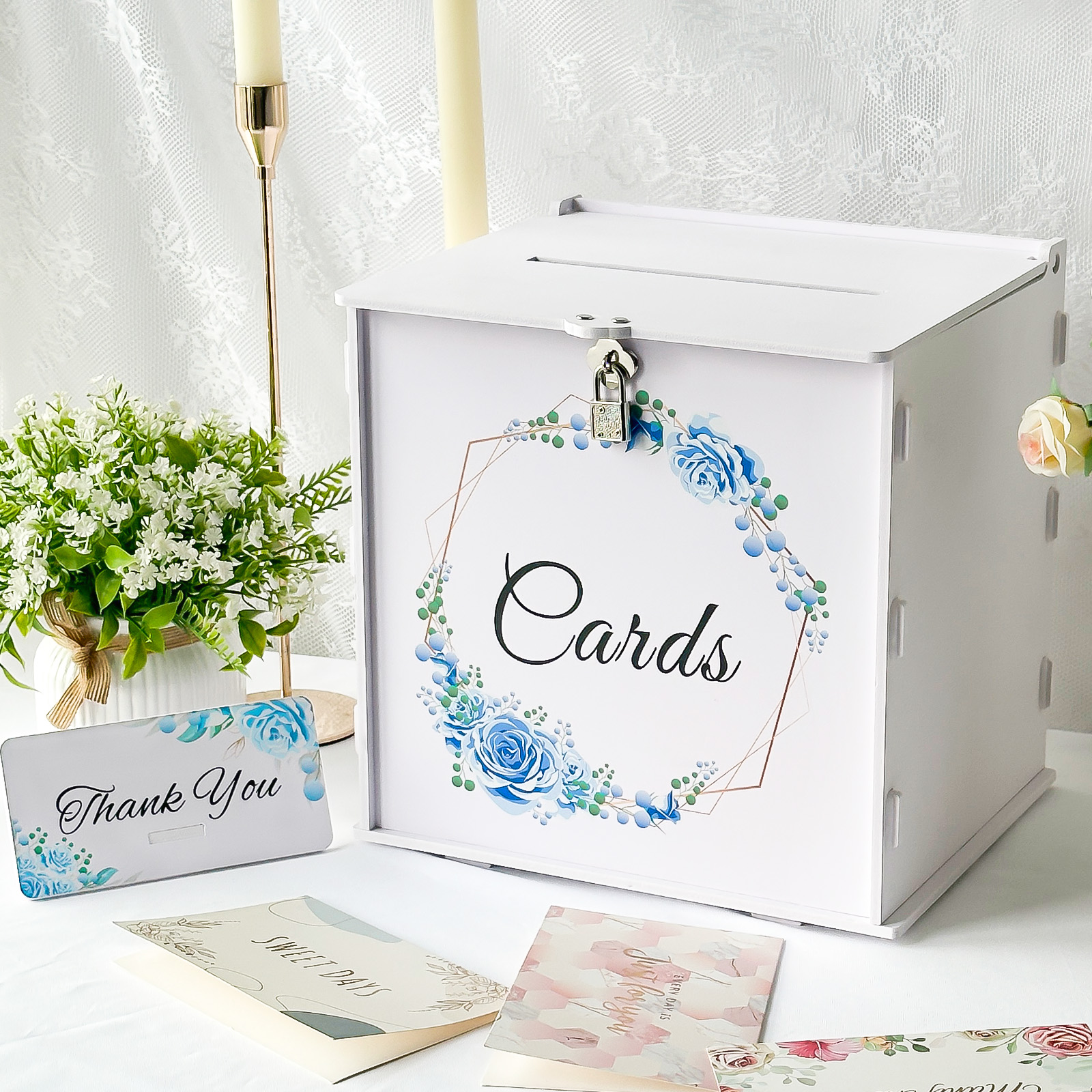 White Wedding Card Box with Lo - Card Index Box incelemesi ve fiyatı