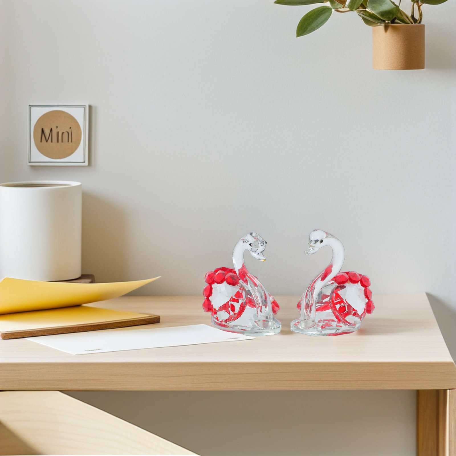 2Pcs Crystal Swan Decor Lover  - Paper Weight Crystal incelemesi ve fiyatı