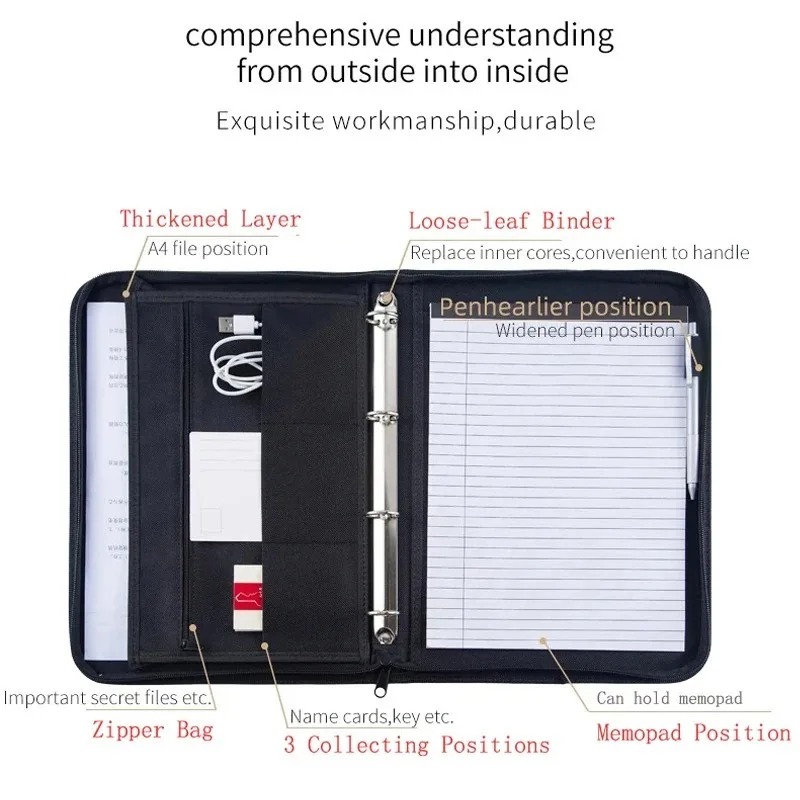 Large Black Business Portfolio - Binder A4 Lever incelemesi ve fiyatı