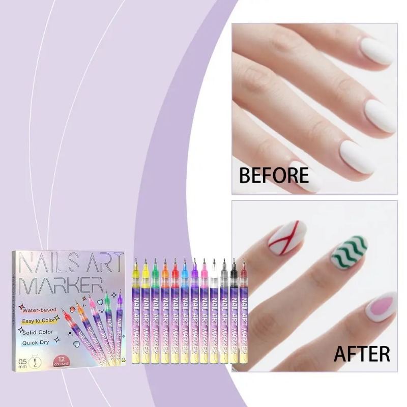 12Pcs/Set Multicolor Nail Art  - Correction Pen Fine incelemesi ve fiyatı