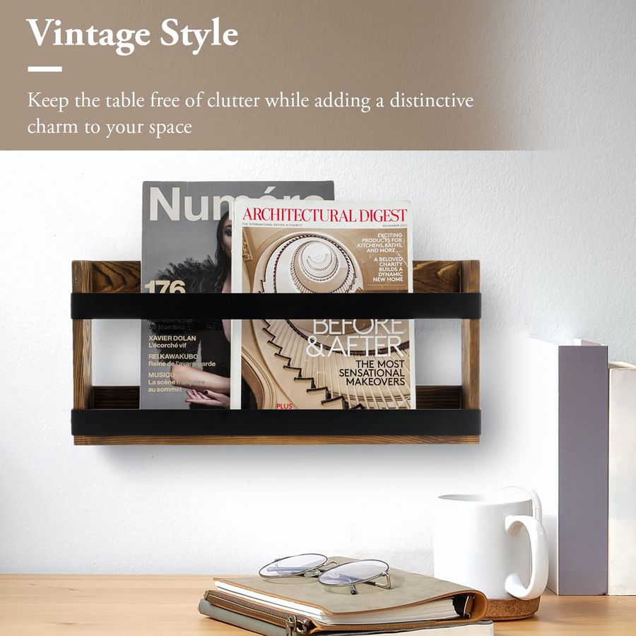 Rustic Burnt Solid Wood and In - Magazine Holder Rack incelemesi ve fiyatı