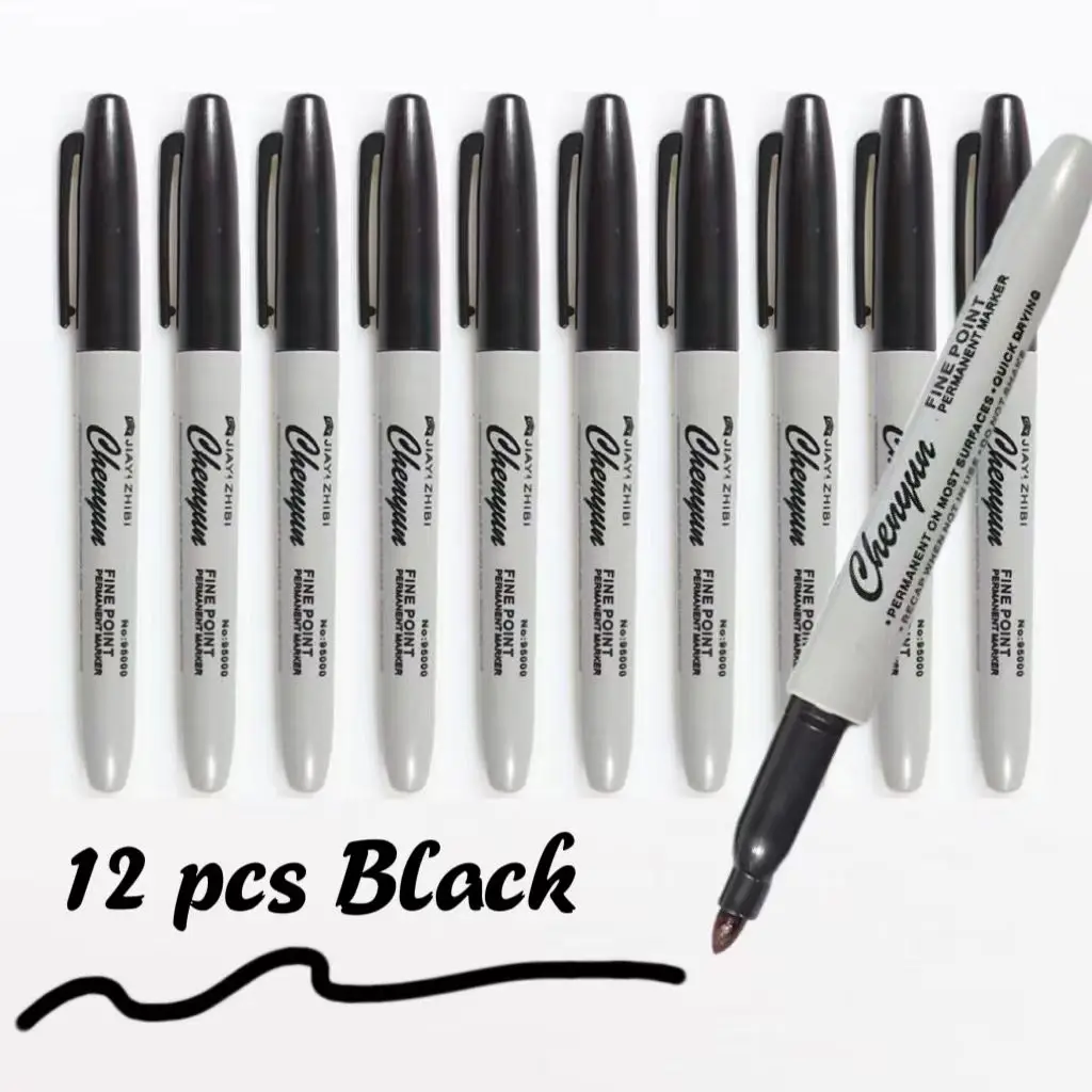 12pcs Black Permanent Marker P - Correction Pen Fine incelemesi ve fiyatı