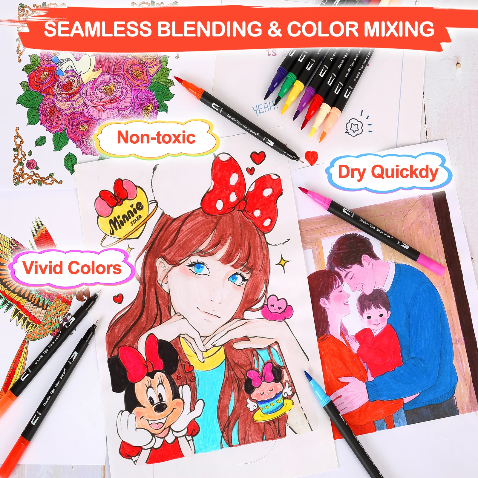 Dual Brush Marker Pens, 168 Co - Correction Pen Fine incelemesi ve fiyatı